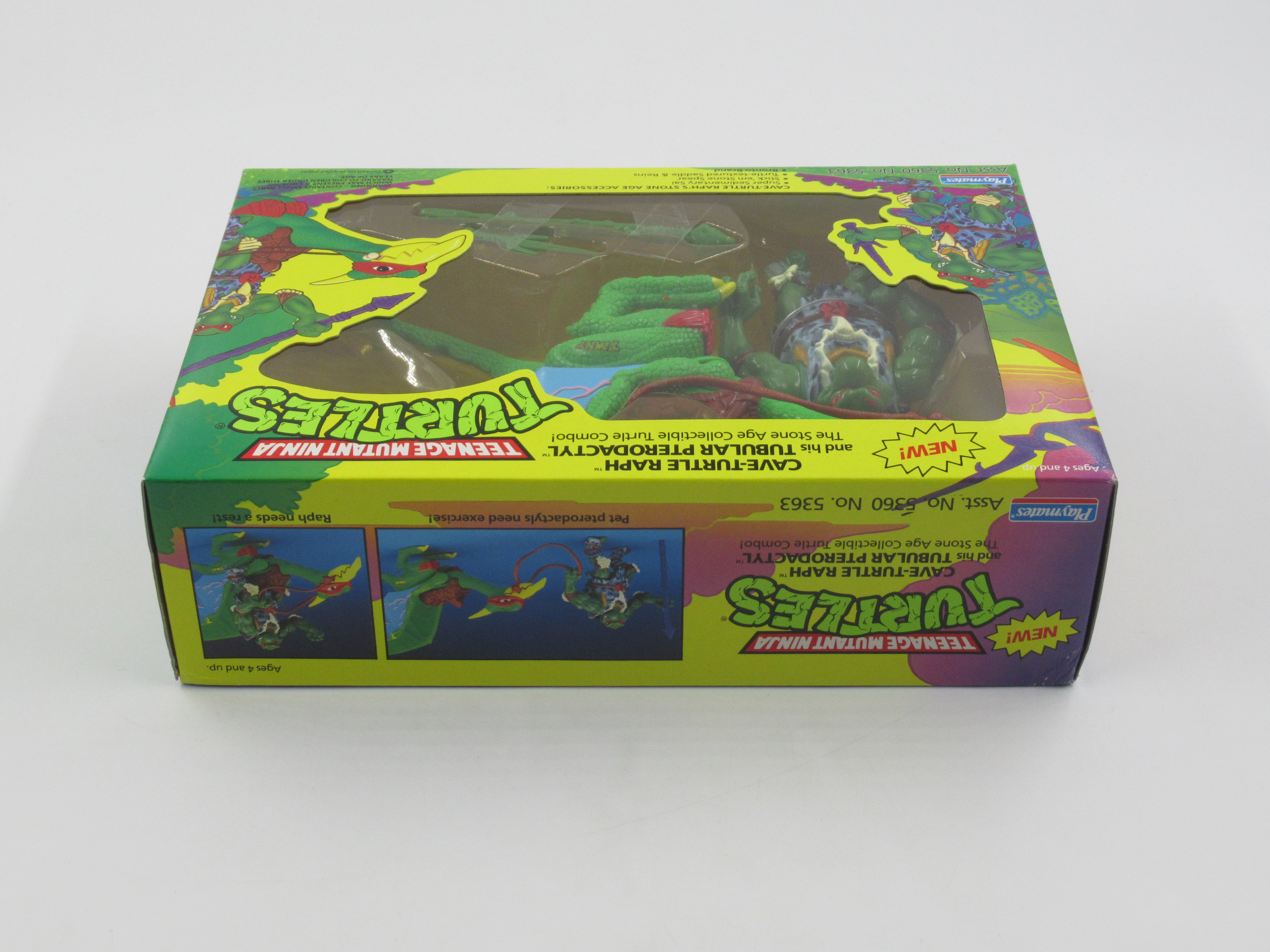 Teenage Mutant Ninja Turtles Cave-Turtle Raph and His Tubular Pterodactyl 4" Figure TMNTs - Playmates (1993)